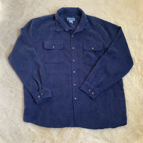 Hasband Other - Stag Hill By Haband Corduroy Casual Button Down Shirt, Size XL Blue